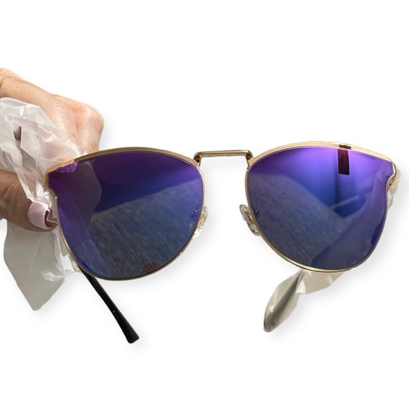 DIFF Sadie Sunglasses Gold Frame Purple Iridescent Mirror Lenses Oversized NWT - Picture 10 of 11